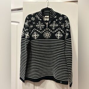 Gorgeous Neve Black and White Snowflake 1/4 Zip Sweater
